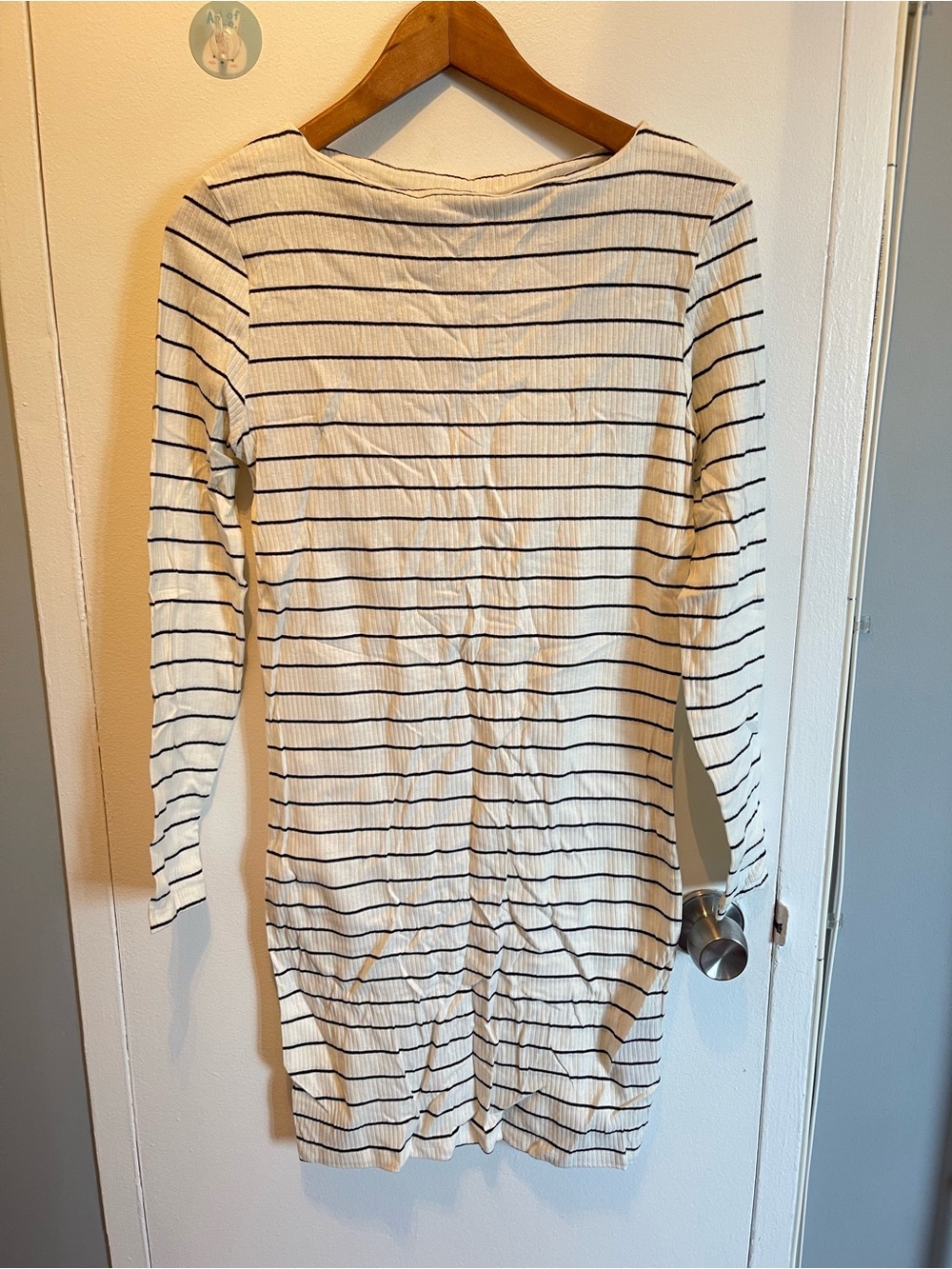 Nwt Striped Long Sleeve Ribbed Short Dress Size M Stretchy